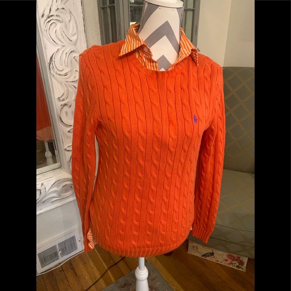 Orange you glad you looked🍊 Ralph Lauren striped button down with sweater